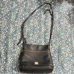 Dooney & Bourke Black Pebble Leather Crossbody Bag with Gold Accents (Used)